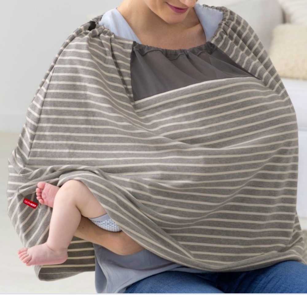 Skip Hop Nursing Scarf  Grey Stripe